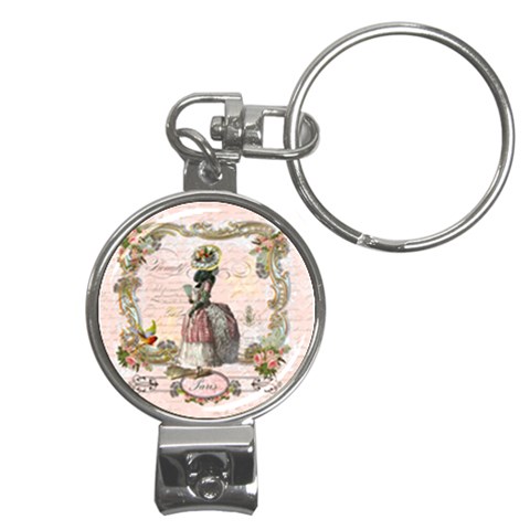 Black Poodle Marie Antoinette W Roses Fini Zazz Nail Clippers Key Chain from UrbanLoad.com Front