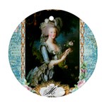 Marie Antoinette Pink Roses And Blue 6 By 8 Copy Round Ornament (Two Sides)