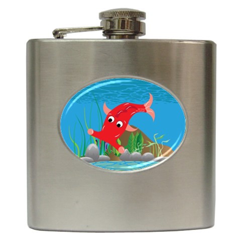 Red Hammie Fish Hip Flask (6 oz) from UrbanLoad.com Front
