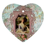 Marie Lavender Frame In Prog Square Pnk Frame Heart Ornament (Two Sides)