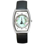 Eiffel Tower Pink Roses Circle For Zazzle Fini Barrel Style Metal Watch