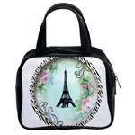 Eiffel Tower Pink Roses Circle For Zazzle Fini Classic Handbag (Two Sides)