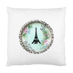 Eiffel Tower Pink Roses Circle For Zazzle Fini Cushion Case (Two Sides)