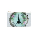 Eiffel Tower Pink Roses Circle For Zazzle Fini Cosmetic Bag (Small)