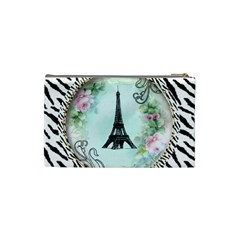 Eiffel Tower Pink Roses Circle For Zazzle Fini Zebra Bkgrnd Cosmetic Bag (Small) from UrbanLoad.com Back