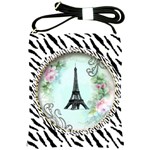 Eiffel Tower Pink Roses Circle For Zazzle Fini Zebra Bkgrnd Shoulder Sling Bag