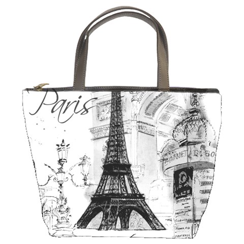 Eiffel Collage Squared Zazz Bucket Bag from UrbanLoad.com Front