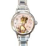 Marie In Pink W Script Mirror 3 Png Or Stickers Round Italian Charm Watch