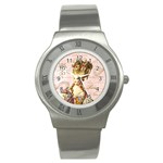Marie In Pink W Script Mirror 3 Png Or Stickers Stainless Steel Watch