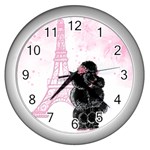 Blk Poo Eiffel For Print 5 By 7 Wall Clock (Silver)