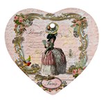 Black Poodle Marie Antoinette W Roses Fini Zazz Heart Ornament (Two Sides)