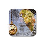 Steampunk Yellow Roses Lge Fini Square For Pillow Rubber Coaster (Square)