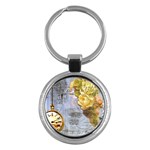 Steampunk Yellow Roses Lge Fini Square For Pillow Key Chain (Round)