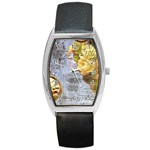 Steampunk Yellow Roses Lge Fini Square For Pillow Barrel Style Metal Watch