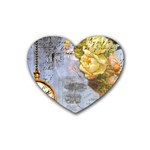 Steampunk Yellow Roses Lge Fini Square For Pillow Rubber Coaster (Heart)