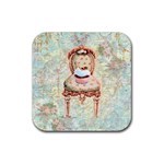 Victorian Chair and Pink Cupcake Rubber Square Coaster (4 pack)