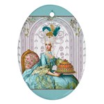Marie W Pink Panel Pillow Aqua Copy Oval Ornament (Two Sides)
