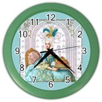 Marie W Pink Panel Pillow Aqua Copy Color Wall Clock