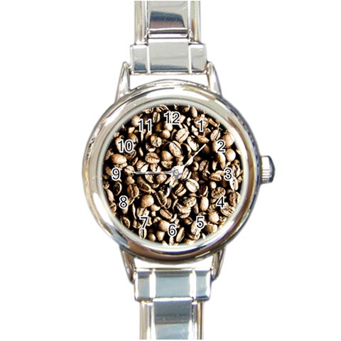 Coffee Beans Round Italian Charm Watch from UrbanLoad.com Front