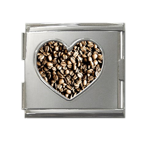 Coffee Beans Mega Link Heart Italian Charm (18mm) from UrbanLoad.com Front
