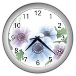 Flower028 Wall Clock (Silver)