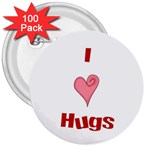 Heart Hugs 3  Button (100 pack)