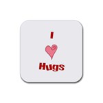Heart Hugs Rubber Square Coaster (4 pack)