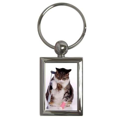 1200581839 1024x768 Cat With Crutches Key Chain (Rectangle) from UrbanLoad.com Front