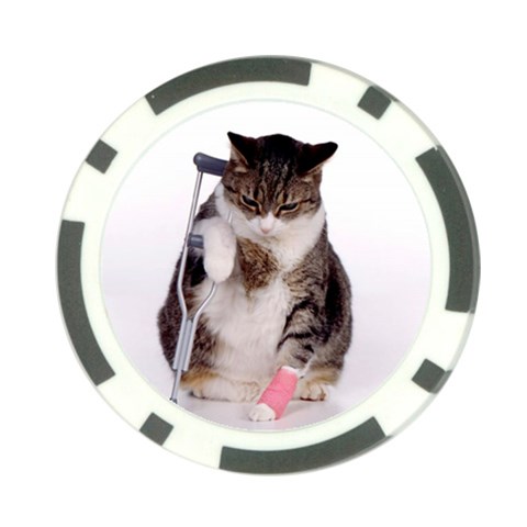 1200581839 1024x768 Cat With Crutches Poker Chip Card Guard from UrbanLoad.com Front