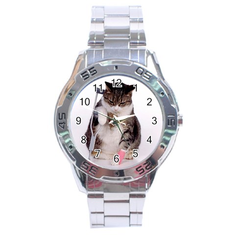 1200581839 1024x768 Cat With Crutches Stainless Steel Analogue Men’s Watch from UrbanLoad.com Front