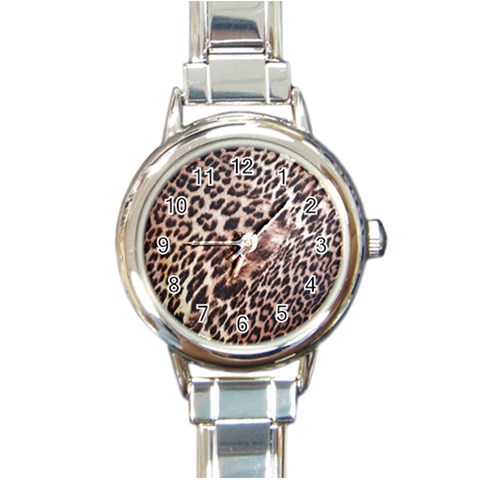 Exotic Leopard Print Round Italian Charm Watch from UrbanLoad.com Front