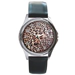 Exotic Leopard Print Round Metal Watch