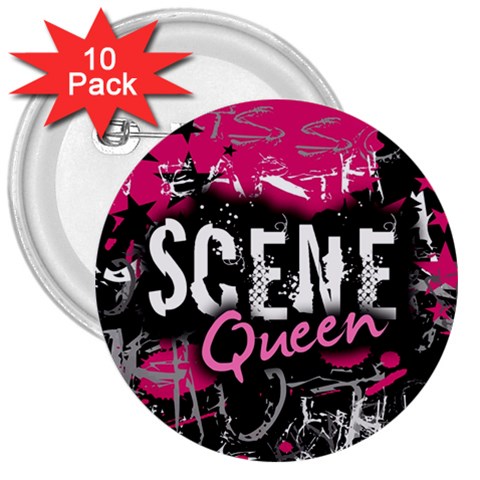Scene Queen 3  Button (10 pack) from UrbanLoad.com Front