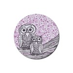 Owls and Butterflies 2 Rubber Coaster (Round)