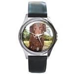Curly Coated Retriever Dog Round Metal Watch