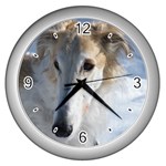 Borzoi Dog Wall Clock (Silver)