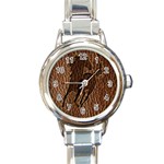 Leather-Look Horse Round Italian Charm Watch