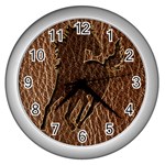 Leather-Look Horse Wall Clock (Silver)