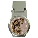 Leather-Look Fish Money Clip Watch