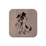 Leather-Look Dog Rubber Square Coaster (4 pack)