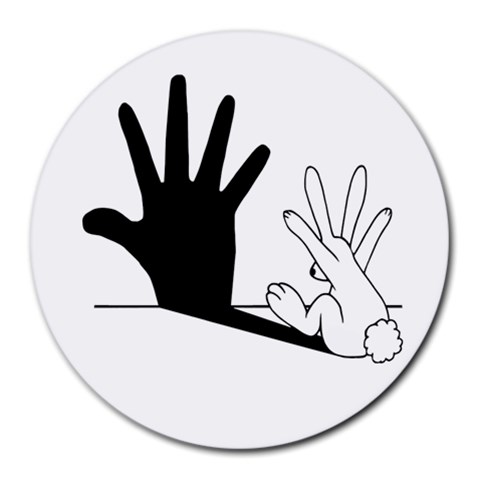 Rabbit Hand Shadow 8  Mouse Pad (Round) from UrbanLoad.com Front