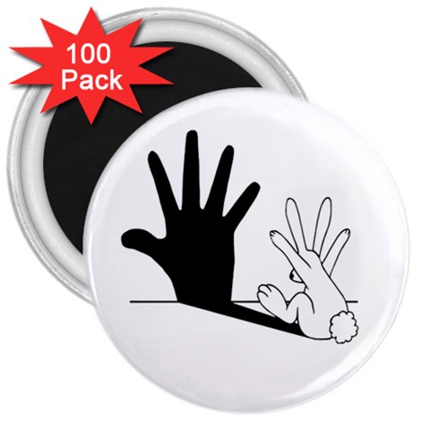 Rabbit Hand Shadow 100 Pack Large Magnet (Round) from UrbanLoad.com Front