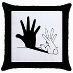 Rabbit Hand Shadow Black Throw Pillow Case