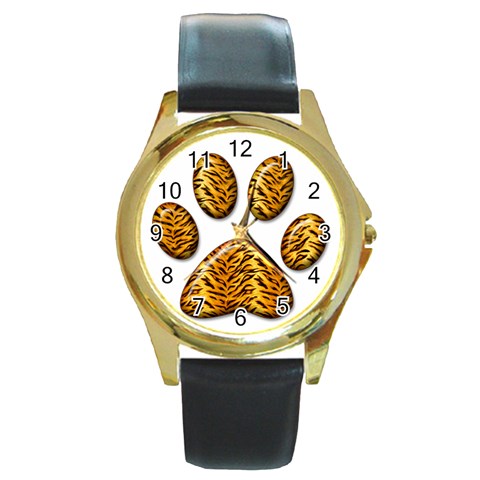 Tiger Paw Round Gold Metal Watch from UrbanLoad.com Front