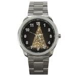 Christmas Tree Sparkle Jpg Stainless Steel Sports Watch (Round)