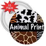 Animal Print	 3  Button (10 pack)