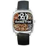Animal Print	 Square Metal Watch