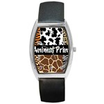 Animal Print	 Barrel Style Metal Watch