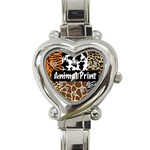 Animal Print	 Heart Italian Charm Watch