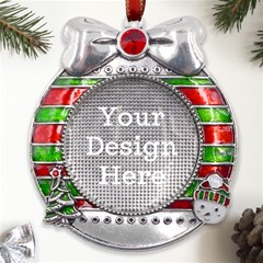 Metal X Mas Ribbon With Red Crystal Round Ornament